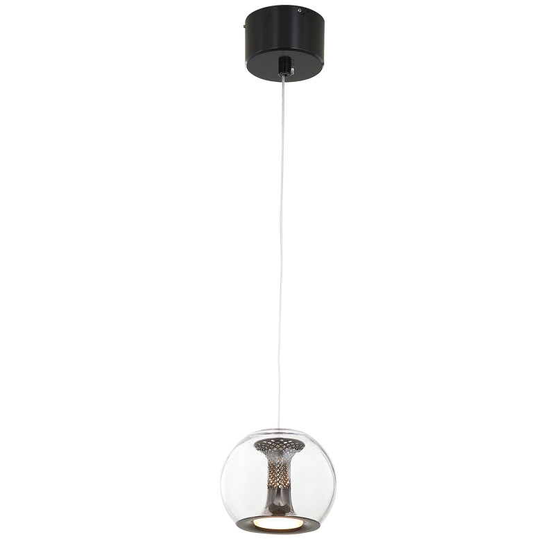 Подвесной светильник 15*180 см, 9W, Favourite Sfar 4337-1P прозрачное стекло, черный хром