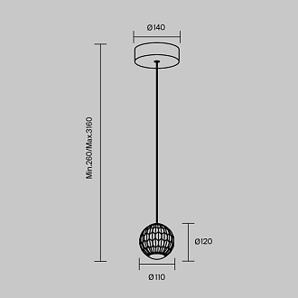 Подвесной светильник 14*14*316 см, LED, 3000К, Maytoni Sapphire MOD293PL-L6BS3K латунный