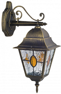 Уличный светильник Favourite Zagreb 1805-1W, D270*W185*H450, черный с золотой патиной
