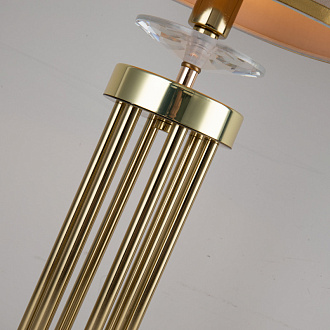 Настольная лампа Favourite Rocca 2689-1T, D250*H490, латунь, абажур из бежевой бархатистой ткани с золотой тесьмой