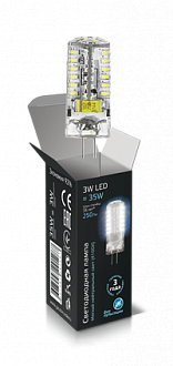 107707203 Лампа Gauss G4 AC150-265V 3W 240lm 4100K силикон LED 1/10/200