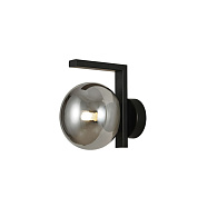 Бра Favourite Arcata 4054-1W, D160*W130*H170, каркас матового черного цвета, серый плафон с зеркальной тонировкой из выдувного стекла, лампу G9 можно менять