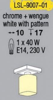 Потолочный светильник Lussole Costanzo LSL-9007-01, хром, венге, белый с рисунком, 10*10*17 см