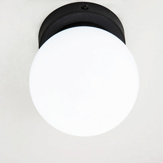 Уличный светильник Favourite Ballito 4069-1W, D120*H145, каркас черного цвета, плафон из белого акрила, IP44