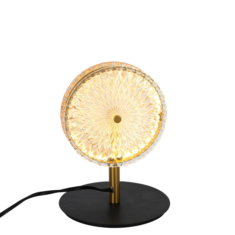 Настольная лампа 15*13*20 см, 6W, Favourite Slik 4488-1T матовый черный, позолоченная бронза, прозрачное стекло, стекло янтарного цвета
