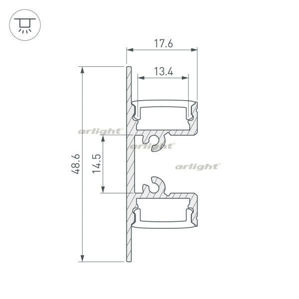 Профиль ARH-WALL-1849-DUAL-2000 ANOD (Arlight, Алюминий) 036339