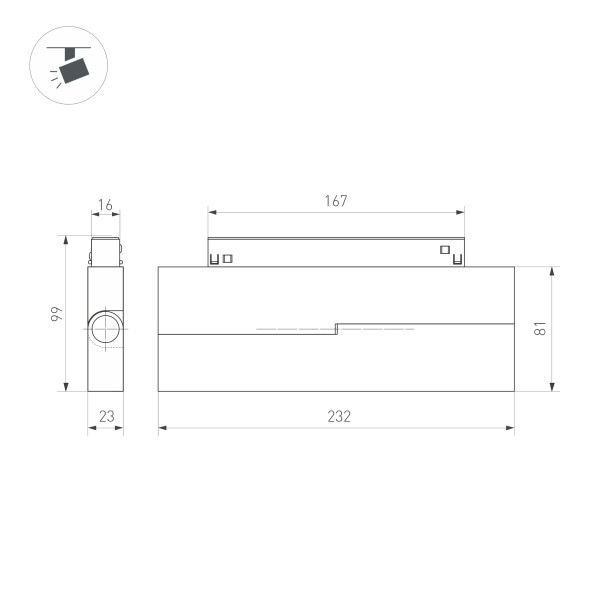 Светильник MAG-ORIENT-FLAT-FOLD-S230-12W Warm3000 (BK, 80 deg, 48V DALI) (Arlight, IP20 Металл, 5 лет) 034663(1)