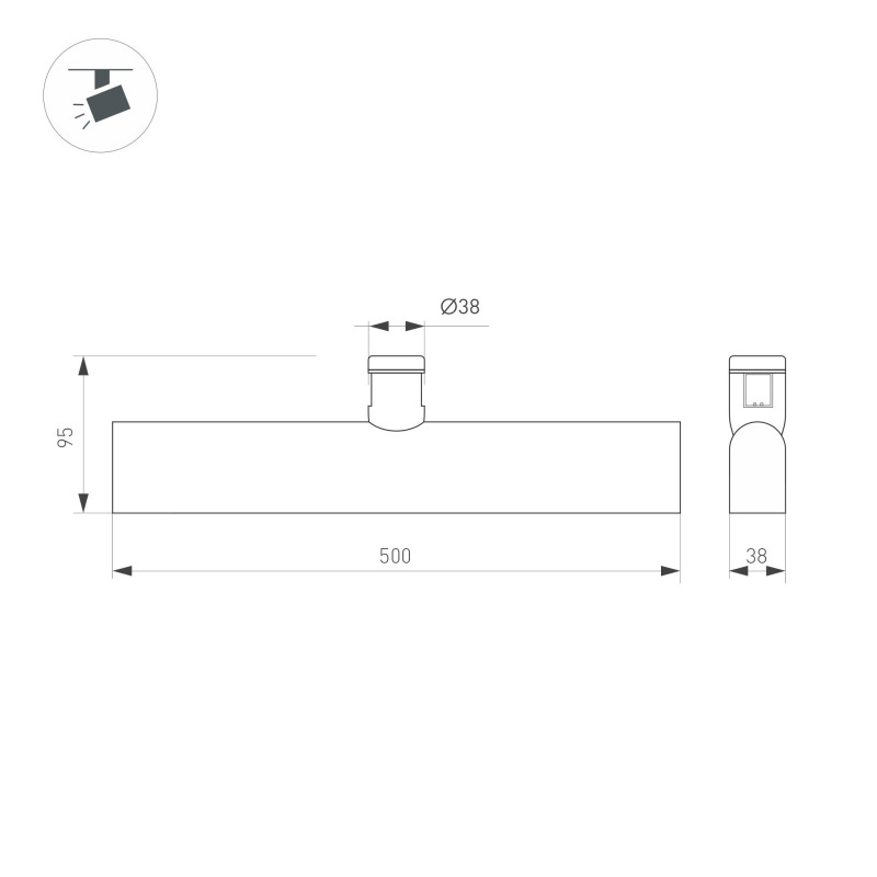 Светильник ART-APRIORI-FLAT-L500-15W Warm3000 (BK, 120 deg, 48V) (Arlight, IP20 Металл, 3 года) 039296