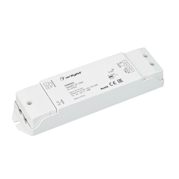 Диммер SMART-D1-DIM (12-24V, 1x10A, 2.4G) (Arlight, IP20 Пластик, 5 лет) 029920