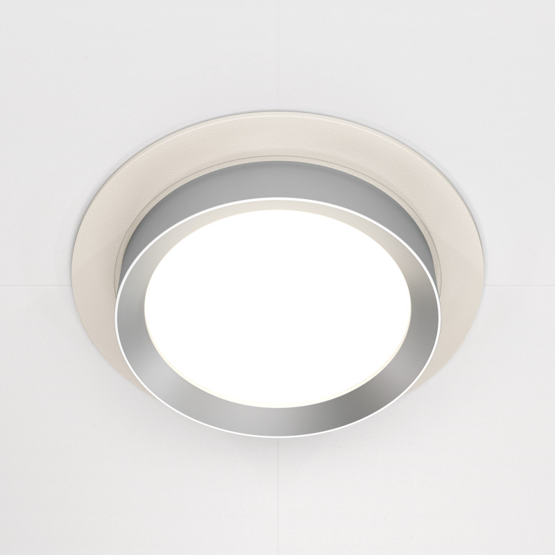 Светильник 11 см, Maytoni Downlight Hoop DL086-GX53-RD-WS, белый-серебро