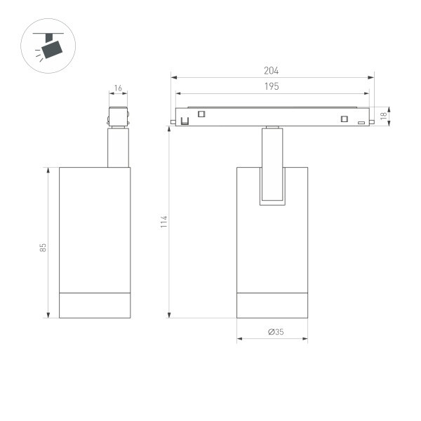 Светильник MAG-ORIENT-SPOT-R35-6W Warm3000 (GD, 24 deg, 48V, DALI) (Arlight, IP20 Металл, 5 лет) 040888