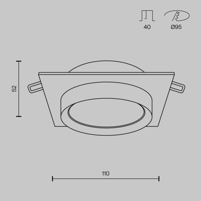 Светильник 11 см, Maytoni Downlight Hoop DL086-GX53-SQ-WB, белый-черный