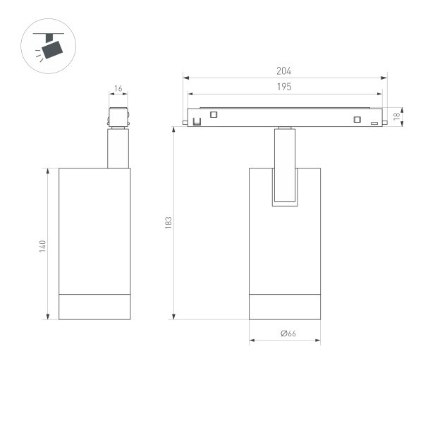 Светильник MAG-ORIENT-SPOT-R65-20W Day4000 (WH, 24 deg, 48V, DALI) (Arlight, IP20 Металл, 5 лет) 037123