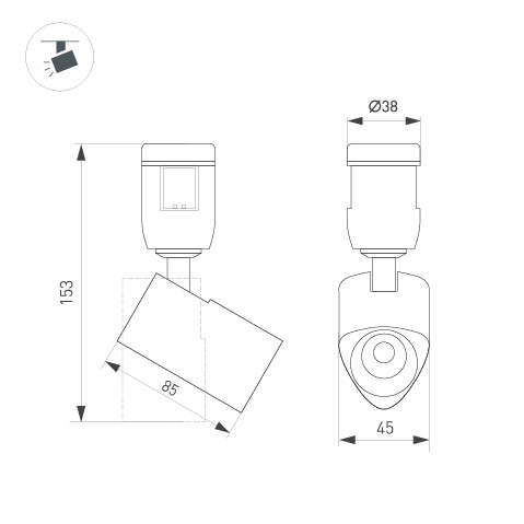 Светильник ART-APRIORI-SPOT-TURN-R45-8W Warm3000 (GD, 36 deg, 48V) (Arlight, IP20 Металл, 3 года) 039287