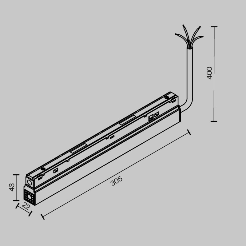 Адаптер 30,5*2,2*4,3 см, 200W, Maytoni Technical Magnetic track system Exility накладной черный TRA034DR-200W-DD-B черный