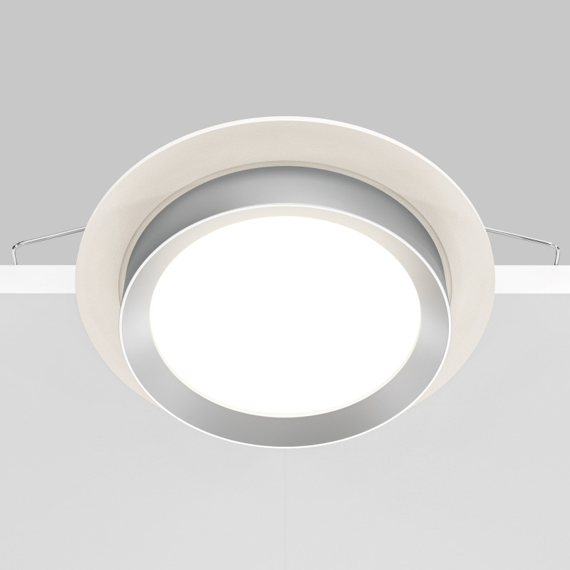 Светильник 11 см, Maytoni Downlight Hoop DL086-GX53-RD-WS, белый-серебро