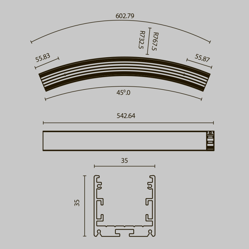 Радиусный профиль ALM-3535R-B-D-45°-1.5M 3,5*3,5*59,37 см, Maytoni Led Strip черный