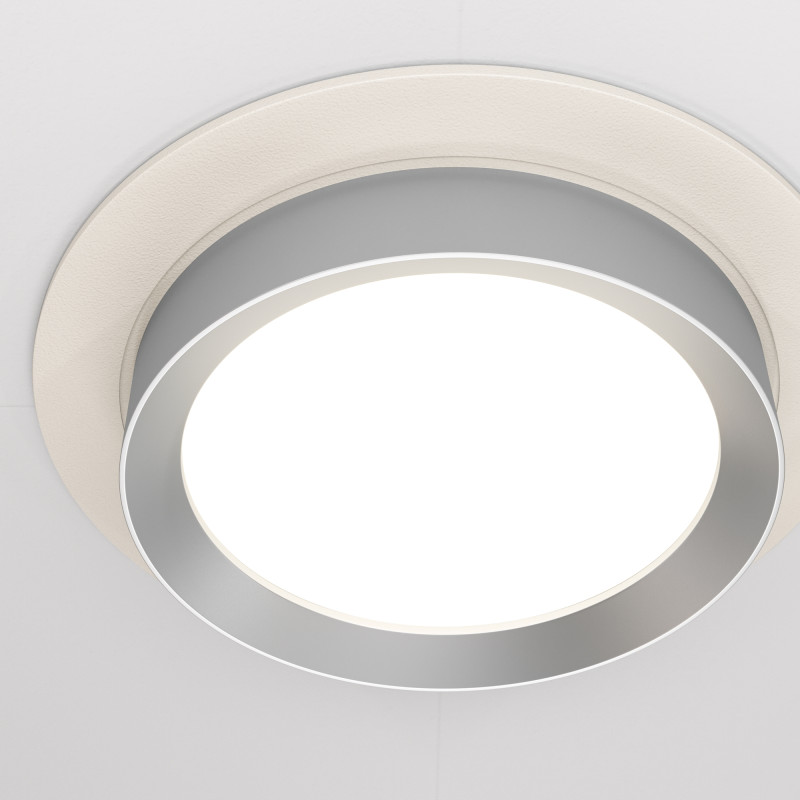 Светильник 11 см, Maytoni Downlight Hoop DL086-GX53-RD-WS, белый-серебро