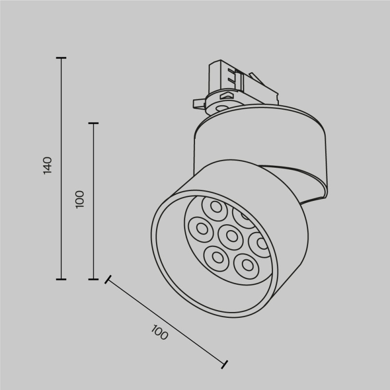 Трековый трехфазный светильник 10 см, 15W, 2700K, Maytoni Alfa TR199-3-15W2.7K-M-B, черный