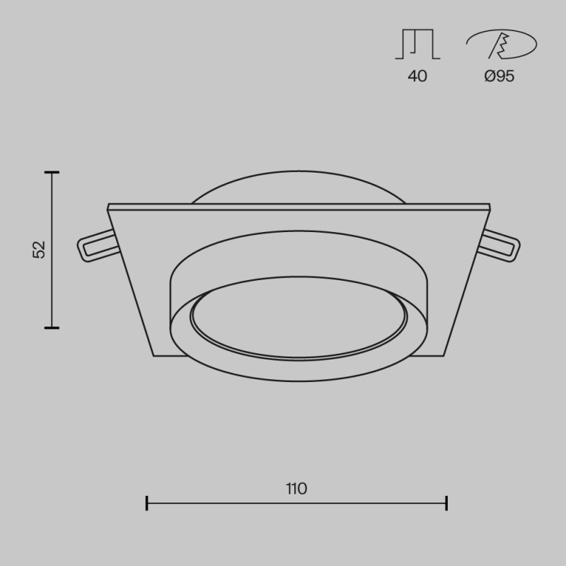 Светильник 11 см, Maytoni Downlight Hoop DL086-GX53-SQ-B, черный