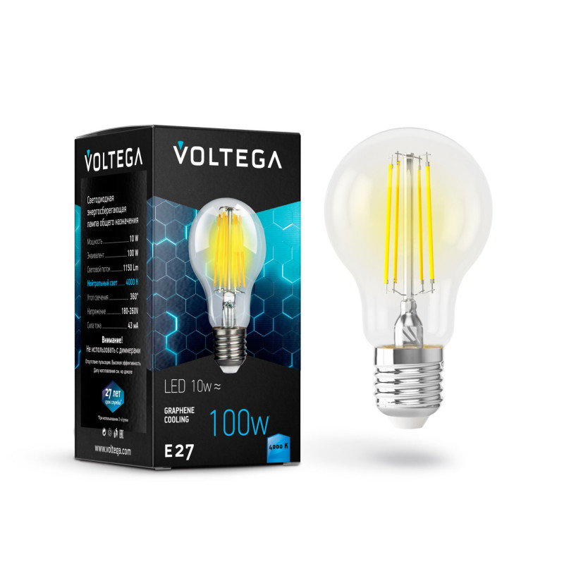 7101 Лампа светодиодная  Voltega Crystal 10W 1150Lm 4000K E27