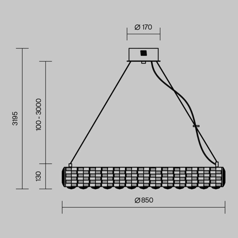 Подвесная люстра 85*85*318 см, LED, 3000К, Maytoni CASTELLO  MOD336PL-L170G3K золотой