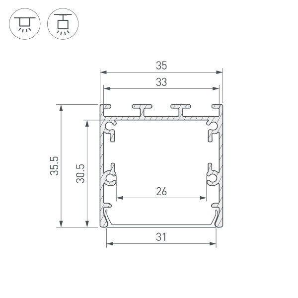 Профиль LINE-S-3535-2000 WHITE (Arlight, Алюминий) 041834