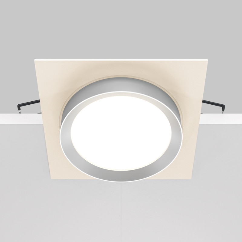 Светильник 11 см, Maytoni Downlight Hoop DL086-GX53-SQ-WS, белый-серебро