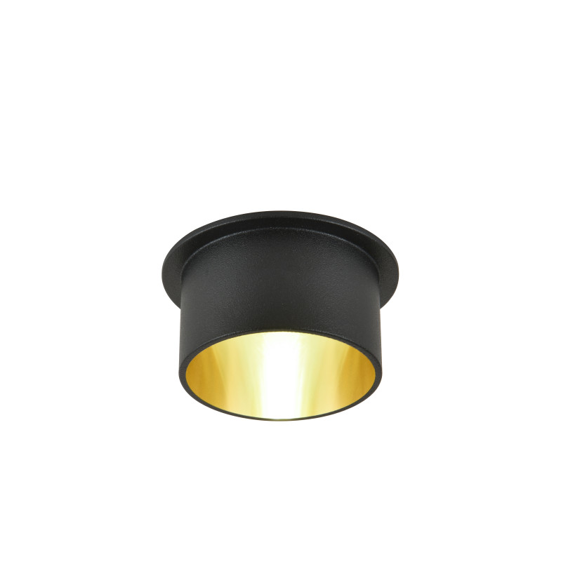 Потолочный светильник Favourite Rasta 3061-1C, D68*H55, врезной светильник, каркас черного цвета, плафон сочетает в себе два цвета - черный на внешней стороне и золото на внутренней, лампу GU10 можно менять
