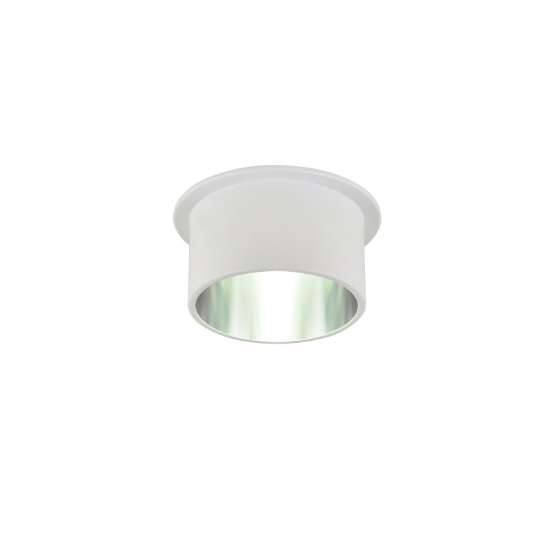 Потолочный светильник Favourite Rasta 3062-1C, D68*H55, врезной светильник, каркас белого цвета, плафон сочетает в себе два цвета - белый на внешней стороне и серебро на внутренней, лампу GU10 можно менять