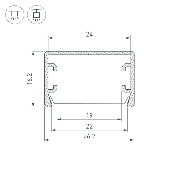 Профиль 2000*26,2*16,2 мм PLS-LOCK-H16-SMT-2000 ANOD BLACK (Arlight, Алюминий) 033295