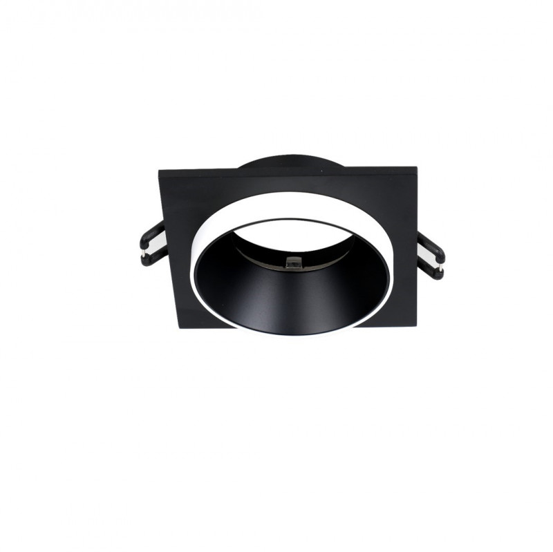 Врезной светильник Favourite Diversa 2890-1C, L95*W95*H40, cutout:D75, каркас черного цвета, черная пластина, белое кольцо