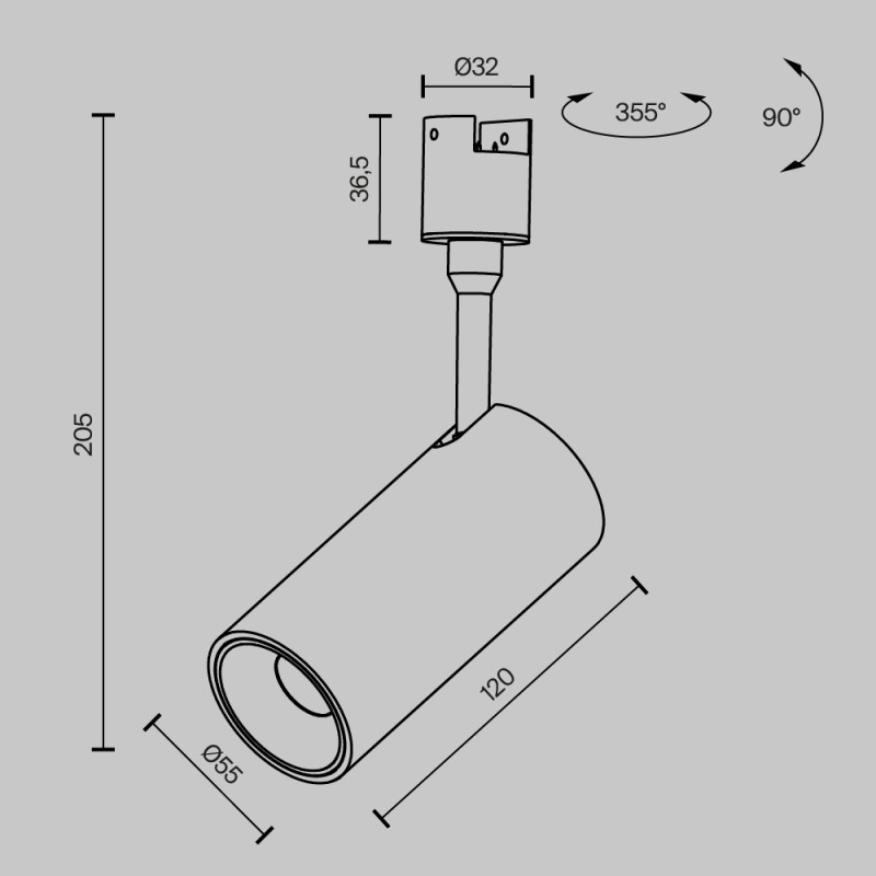 Трековый магнитный светильник 6 см, 15W, 3000K, Maytoni Focus Led TR163-1-15W3K-M-B, черный