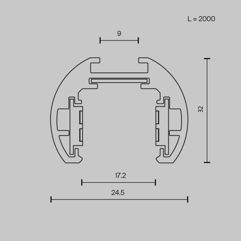 Шинопровод НИЗКОПРОФИЛЬНЫЙ круглый 200 см магнитный Maytoni Exility TRXM034-R-412B, черный