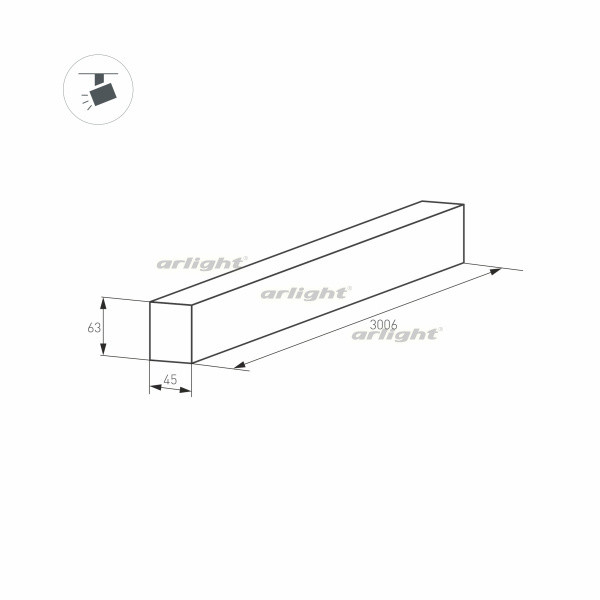 Трек MAG-TRACK-4563-3000 (BK) (Arlight, IP20 Металл, 3 года) 028071(1)