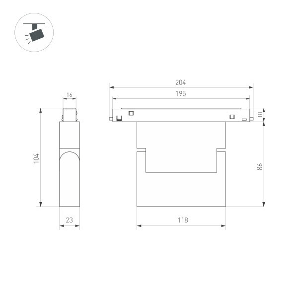 Светильник MAG-ORIENT-LASER-FOLD-S195-6W Warm3000 (BK, 30 deg, 48V, DALI) (Arlight, IP20 Металл, 5 лет) 034631