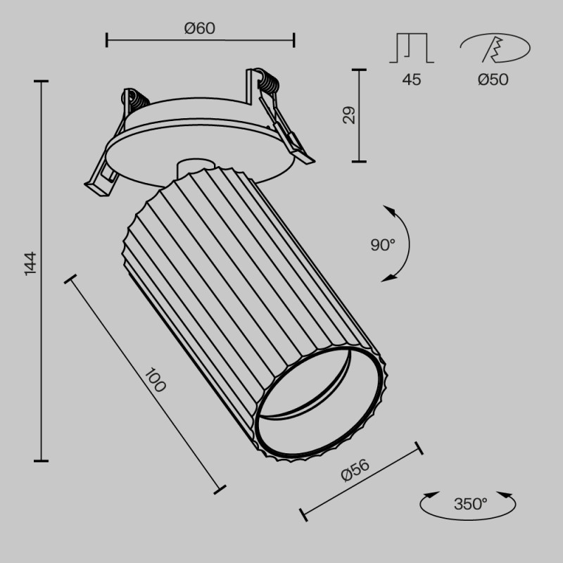 Встраиваемый светильник Ceiling 6*10*14,4 см, GU10 10W Maytoni Technical Calipso C110CL-01-GU10-W белый