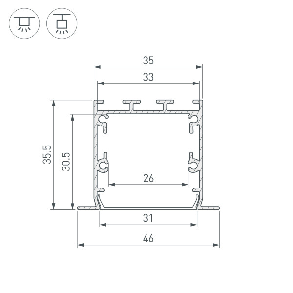 Профиль LINIA49-F-S-2000 BLACK (Arlight, Алюминий) 041873