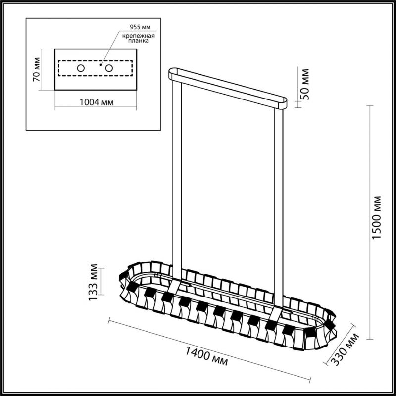 Светодиодный светильник 140 см, 90W, 3000K, Odeon Light ASTURO 4993/90LA, золото