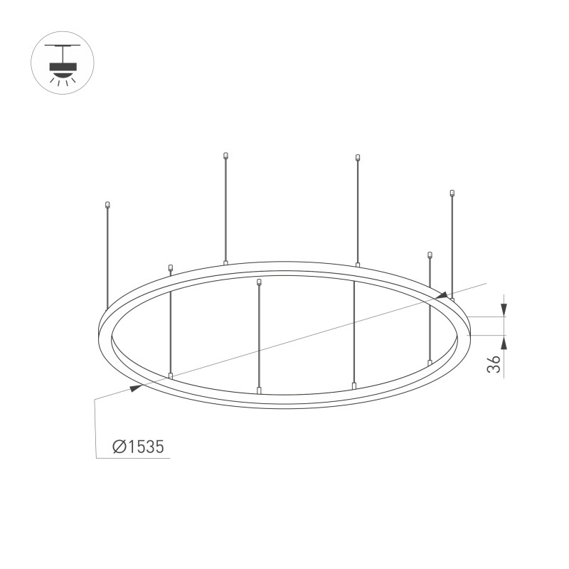 Подвесной светильник 153,5*203,6 см, LED, 124W, 4000K Arlight Arc 034011(1), черный