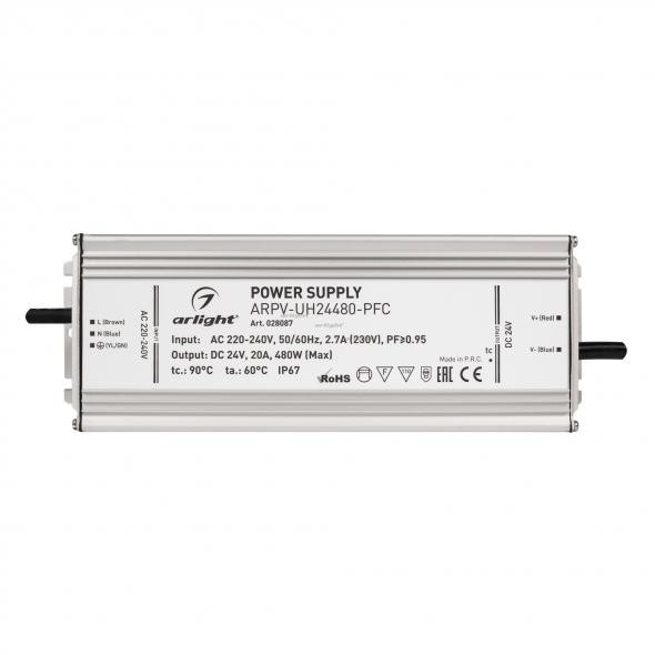 Блок питания ARPV-UH24480-PFC (24V, 20A, 480W) (Arlight, IP67 Металл, 7 лет) 028087