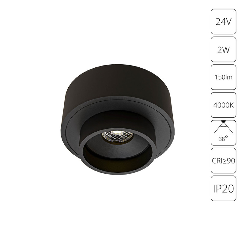 Точечный светильник LED * 1 * 2W, 4000 К, Arte Lamp Presto A6183PL-1BK, Черный