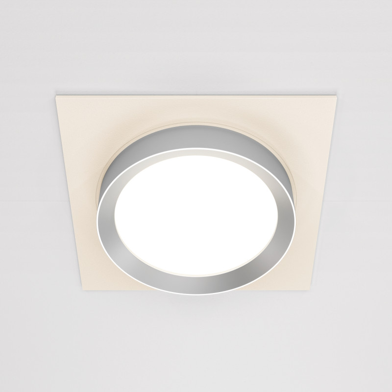 Светильник 11 см, Maytoni Downlight Hoop DL086-GX53-SQ-WS, белый-серебро