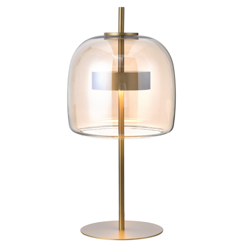 Настольная лампа 26*56,5 см, 21W, Favourite Reflex 4235-1T Стекло янтарного цвета, матовое золото и белый акрил