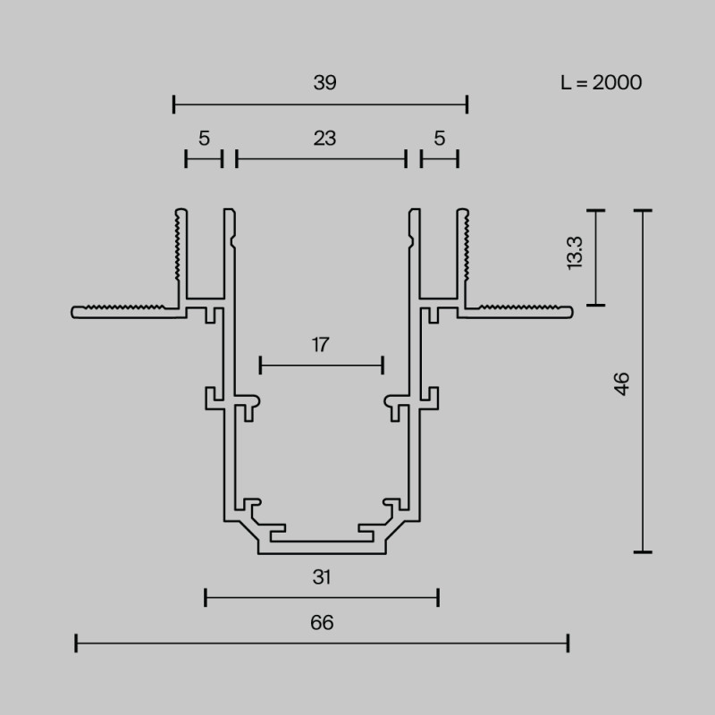 Шинопровод встраиваемый 200*6,6*4,65 см, Maytoni Technical Busbar trunkings Exility TRX034LS-222B черный