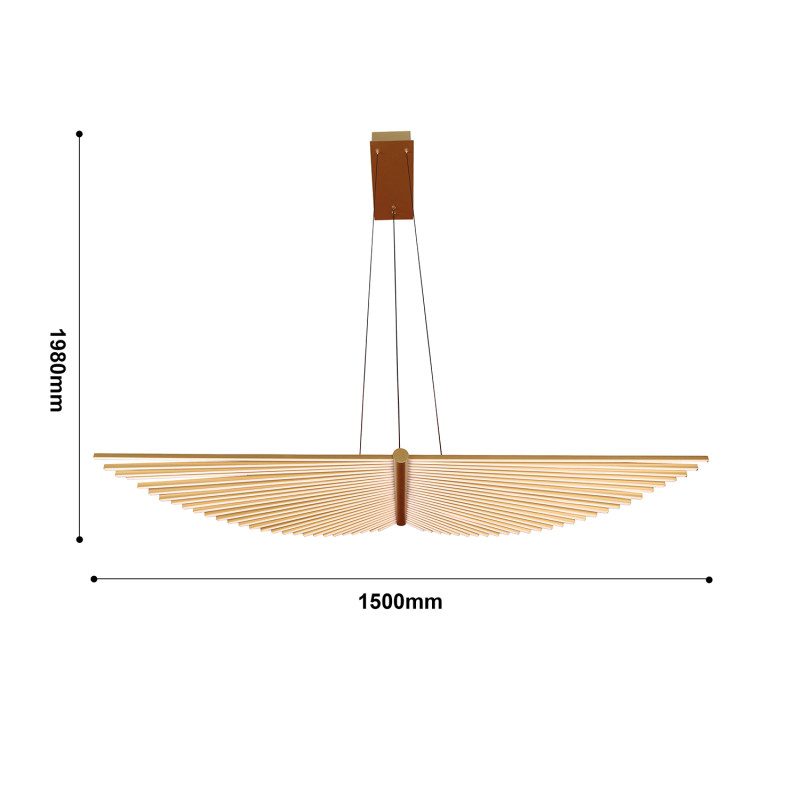 Подвесная люстра 150*38*198 см, 1*LED, 120W, 4000К, Favourite Vingar 4380-1P латунный