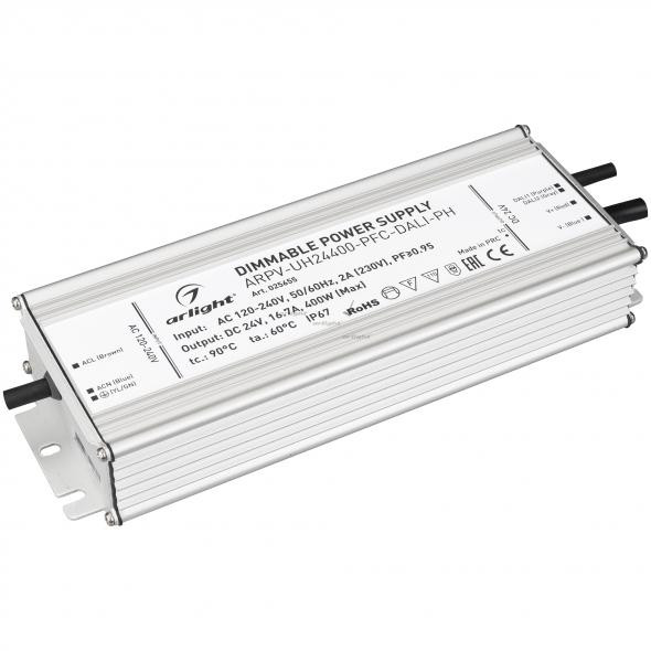 Блок питания ARPV-UH24400-PFC-DALI-PH (24V, 16.7A, 400W) (Arlight, IP67 Металл, 7 лет) 025655