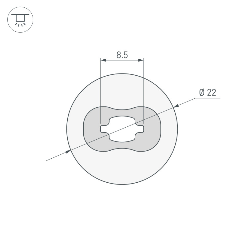 Силиконовый профиль WPH-FLEX-D22-360deg-S8-5m WHITE (Arlight, Силикон), 045847, цена за 5 м