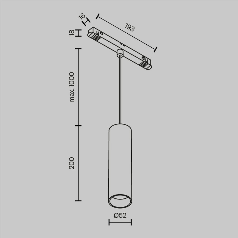 Трековый подвесной светильник Focus Led Exility 3000-6000K 12Вт 36° Dim Dali 124*5,2*19,2 см, LED*12W TR041-4-12WTW-DD-W Maytoni, Белый