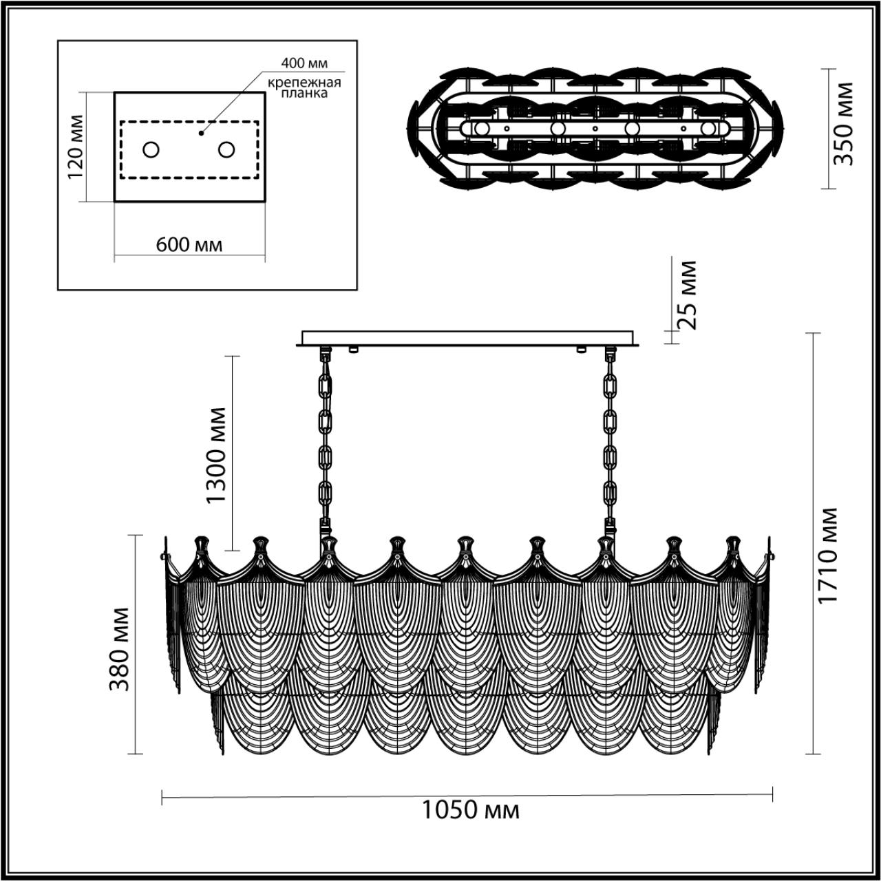 Люстра 105*35*171 см, 14 Е14*40W, Odeon Light Porcela, золотой 5051/14